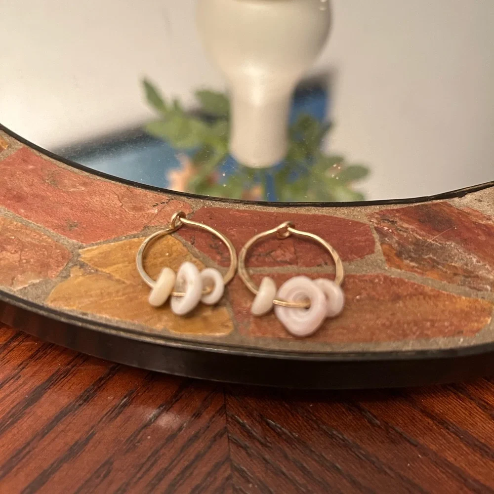 Shell Hoop Earrings - Picture 1 of 3